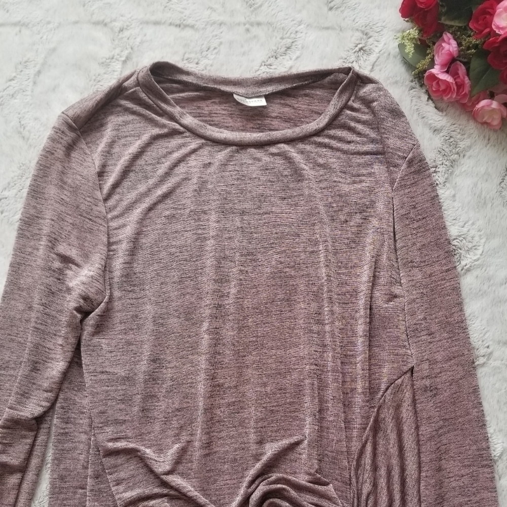 Goldspark Heathered Mauve Raspberry‎ Pink Gray Long Knot Top Small